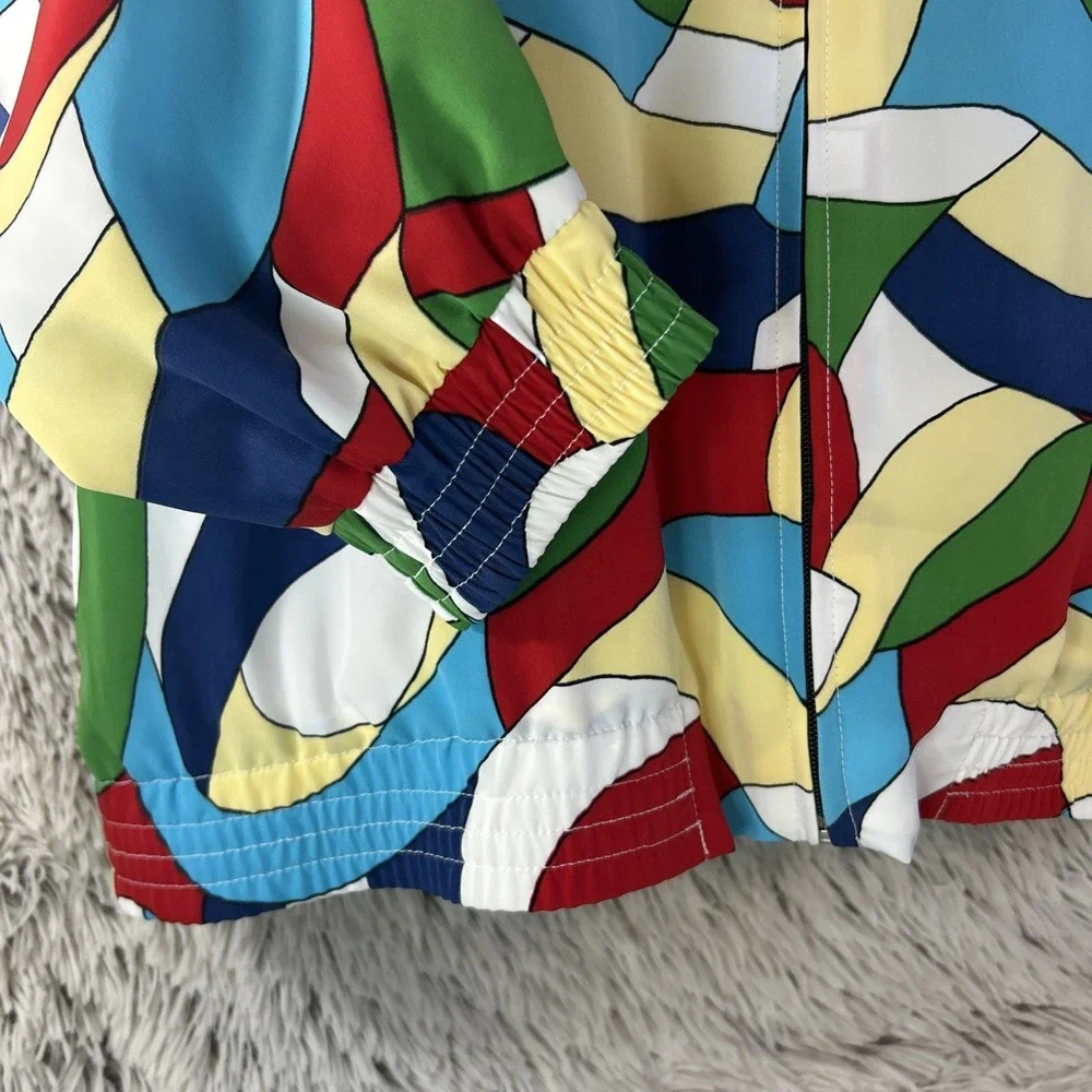 Colorful 90's Bold‎ Zip Up Lightweight Jacket Bomber Hip Hop Medium